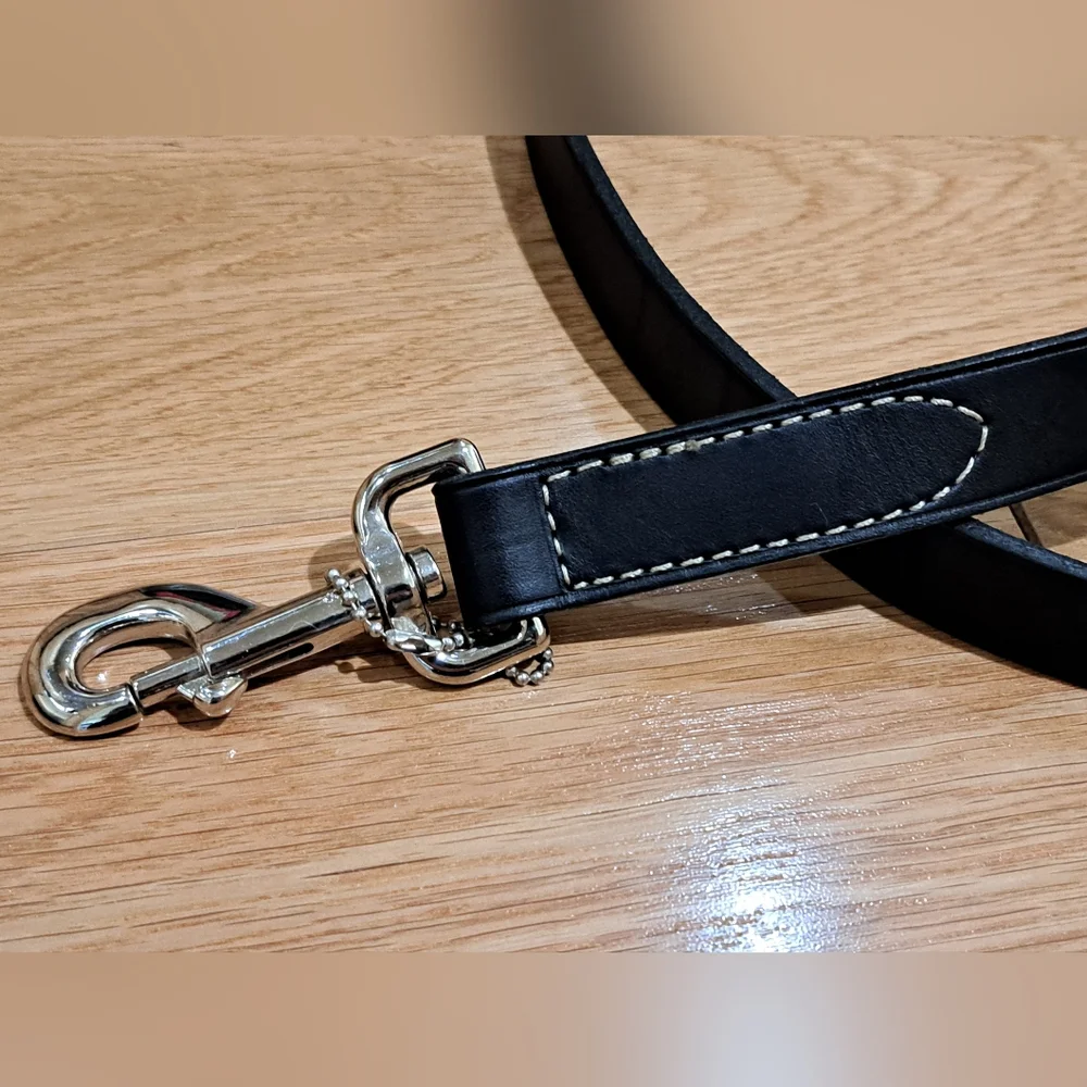 Circle T Black Genuine Leather Dog Leash Large 1